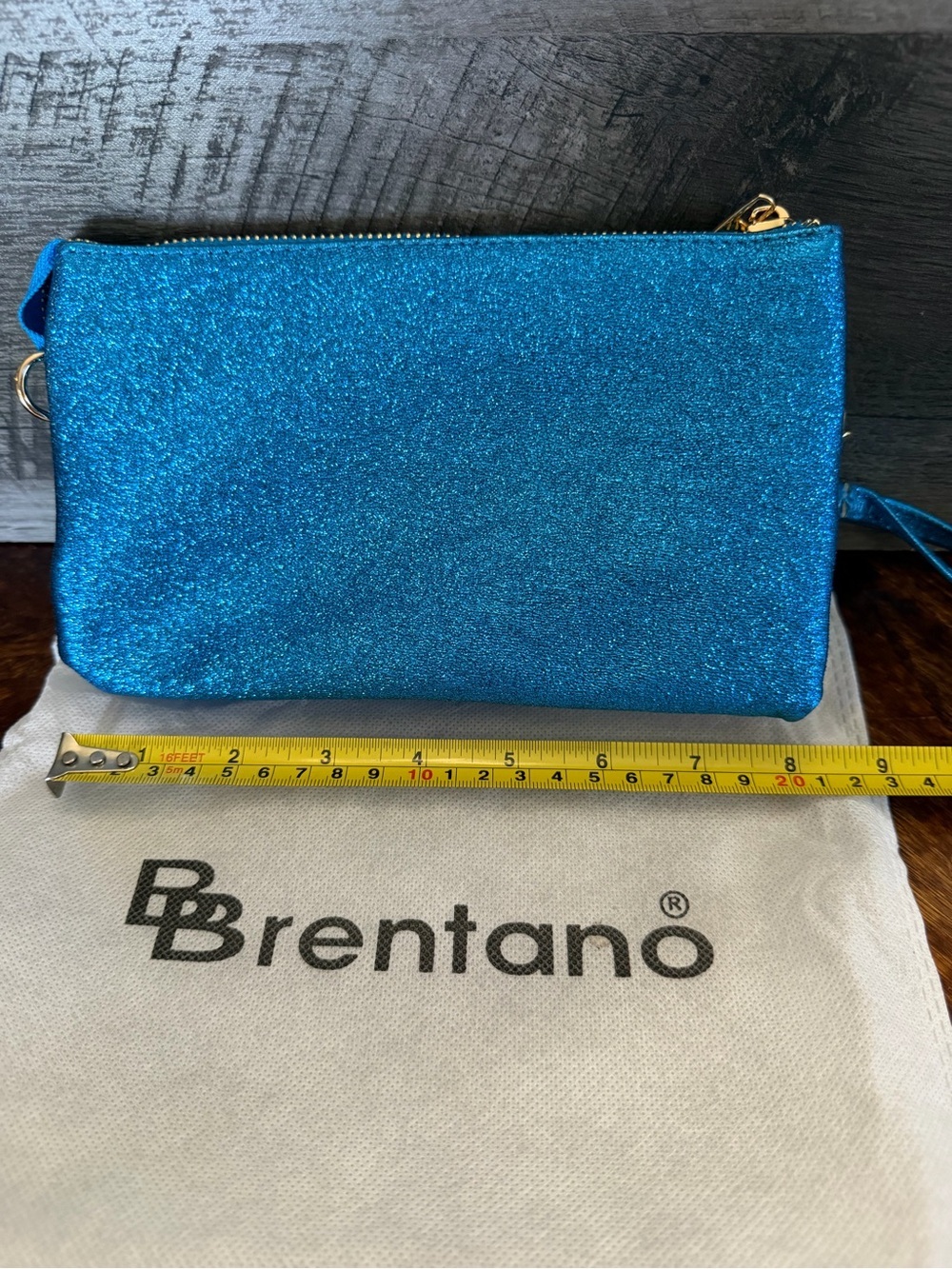 NWT Brentano Blue Sparkle Glitter Crossbody Or Wristlet - Picture 10 of 11